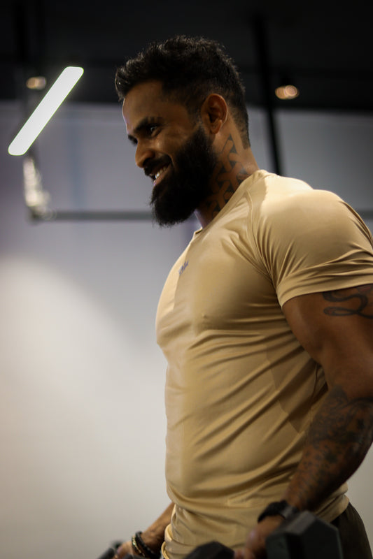 LYFTRS Sahara Sand Half Sleeve Compression T-Shirt | Performance Series