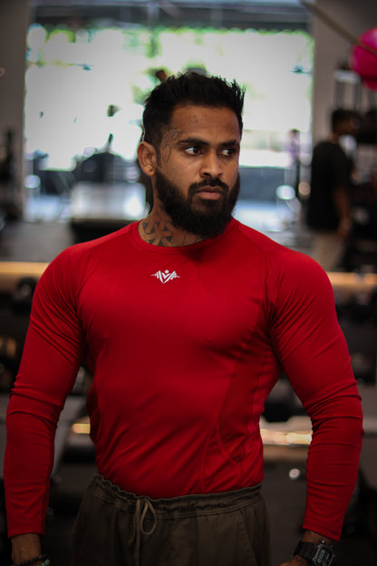 LYFTRS Iron Maroon Full Sleeve Compression T-Shirt | AirFlow Series