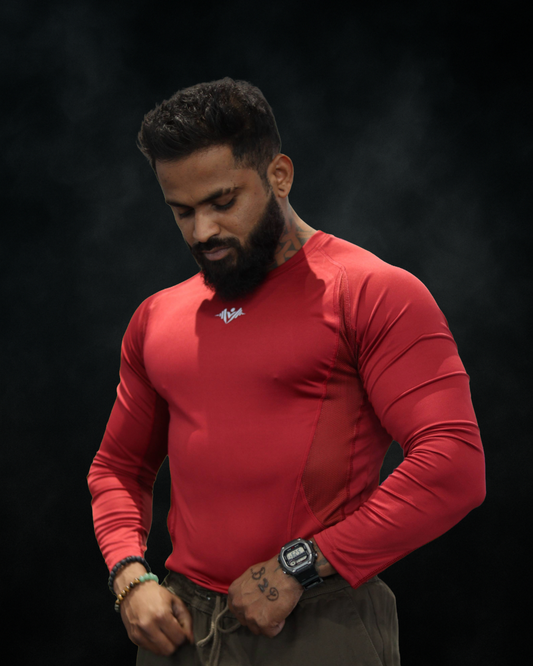 LYFTRS Iron Maroon Full Sleeve Compression T-Shirt | AirFlow Series